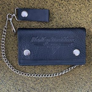 Harley-Davidson Men’s Embossed Trucker Tall Biker Wallet - Black
